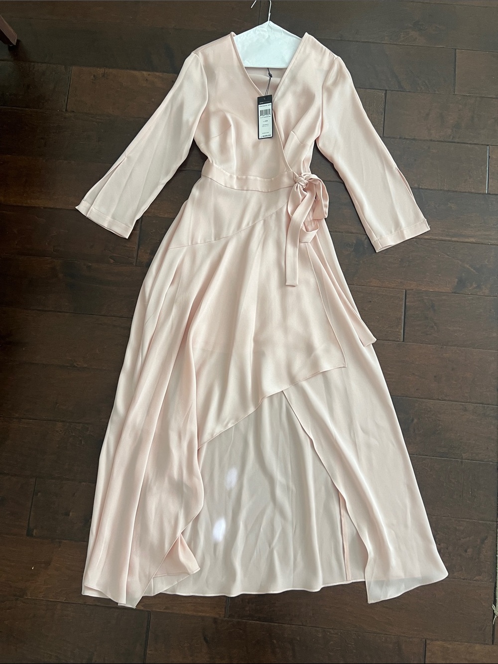 BCBGMaxAzria Blush Satin Wrap Dress